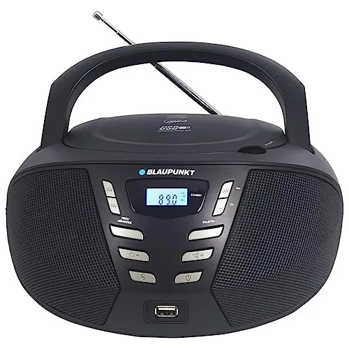 Blaupunkt BB 7BK CD/MP3/FM Boombox - Tragbares Radio mit CD-Player und USB-Anschluss, ideal für Musikliebhaber. Genießen Sie FM-Radio und MP3-Wiedergabe in elegantem Schwarz, perfekt für unterwegs.