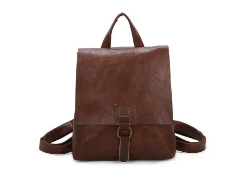 ITALYSHOP24 Rucksack Damen Schultertasche Backpack Umhängetasche CrossBody Leder Optik Bag, Geräumiges Hauptfach, praktische Fächer, komfortabel, leicht & robust