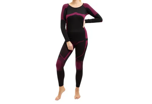 Gomati Thermohose Damen Ski Thermo Seamless Unterwäsche Set schnelltrocknend - Thermohosen für Damen, ideal für Ski und Snowboard, mit atmungsaktivem, schnelltrocknendem Material und funktionalen Zonen für maximalen Komfort bei Kälte.