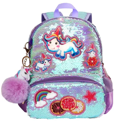 Unicorn Sequins Backpack for Girls,Toddler Kids Schoolbag,Bookbag for Kindergarten Elementary,Gift for Birthday Xmas
