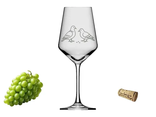 eXODA Weinglas Gravur Tauben - 350ml absolut spülmaschinenfest, 1-tlg., Glas, Atemberaubende Darstellung