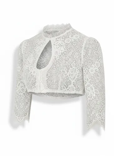 Spieth & Wensky Dirndlbluse Plätzchen (351923-1189) - Trachtenbluse in creme mit Stehkragen und 3/4-Ärmeln, ideal für festliche Anlässe und traditionelle Outfits.