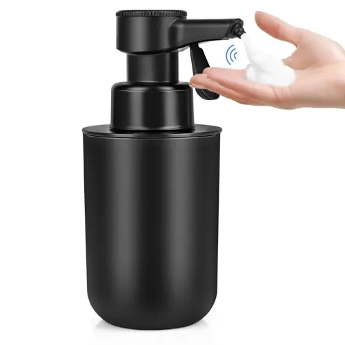 Gaethra Automatischer Seifenspender mit Sensor – Schwarz, 270ml - Eleganter, IPX5 wasserdichter Seifenspender mit schneller 0.15 Sekunden Reaktion und 99.2% Seifenverwertungsrate – ideal für Badezimmer und Küche.