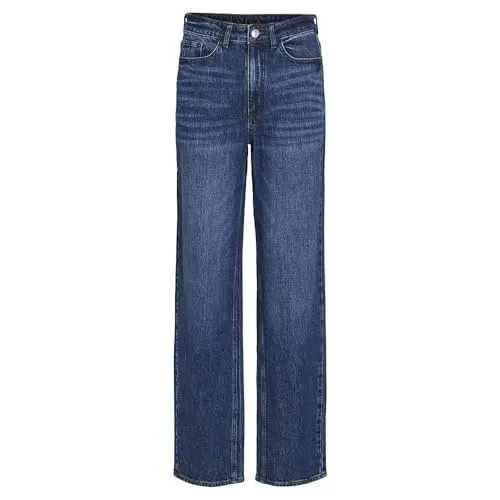 Vila VIKELLY JAF HW Straight Jeans-NOOS - Gerade geschnittene Jeans im Fünf-Pocket-Stil mit praktischem Reißverschluss und Knopf. Ideal für vielseitige Outfits und bequem im Alltag.