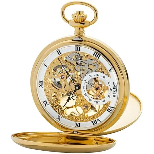 REGENT 11330090 Skelett-Taschenuhr Savonette von Regent
