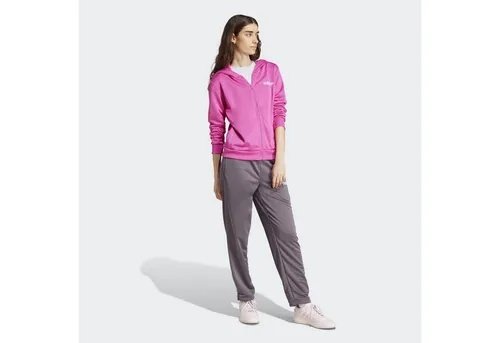 adidas Sportswear Trainingsanzug W LINEAR TS (2-tlg) - Trainingsbekleidung, sportlicher Tracksuit in Semi Lucid Fuchsia mit Kapuze für optimalen Komfort beim Laufen.