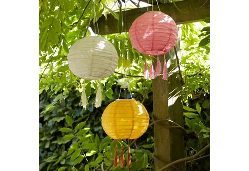 Lights4fun LED Laterne 20cm Lucena Solar Lampion crème