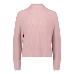 Betty & Co Grobstrick-Pullover mit hohem Kragen - Lässiger Damenpullover mit Raglanärmeln in trendigem Rose Melange, ideal für einen gemütlichen Look in der kalten Jahreszeit.