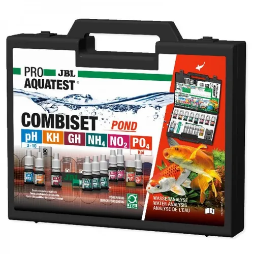 JBL Wassertest-Koffer PROAQUATEST COMBISET POND - Wasserqualitätstester für Gartenteiche, mit 6 Tests für präzise Kontrolle der Wasserwerte, inklusive praktischen Zubehör für einfache Anwendung.
