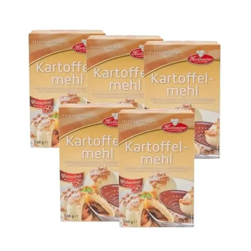 Bielmeier Küchenmeister Kartoffelmehl 5×500 g – glutenfrei & natürlich fein – 2,5 kg feine Kartoffelstärke für glutenfreie Backrezepte, Soßen, Suppen, Desserts & Verdickung – Made in Germany