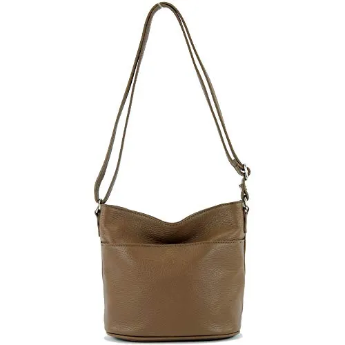 modamoda de T198 kleine Damen Leder Umhängetasche Schultertasche handmade in Italy, Farbe:Blassbraun