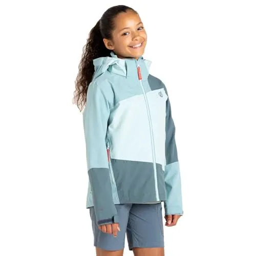 Dare2b Unisex Kids Explore Ii Jacket Mountain Active Waterproof Shell (1 Stück), Element Grey/Aquifer, 15-16 Jahre