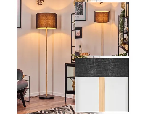 hofstein Stehlampe Holz/Metall, Boho-Style, 40 cm - Moderne Stehlampe für den Innenbereich im skandinavischen Design. Mit Fußschalter und Platz für ein E27-Leuchtmittel, ideal für Wohnzimmer und Flur.
