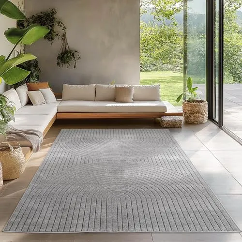 Carpetsale24 Outdoor Teppich - Modernes Boho Design mit 3D Effekt - Robuster und UV-beständiger Outdoorteppich, ideal für Terrasse, Wohnzimmer & Küche. Pflegeleicht aus schmutzabweisendem Polypropylen, perfekt für viel genutzte Räume.