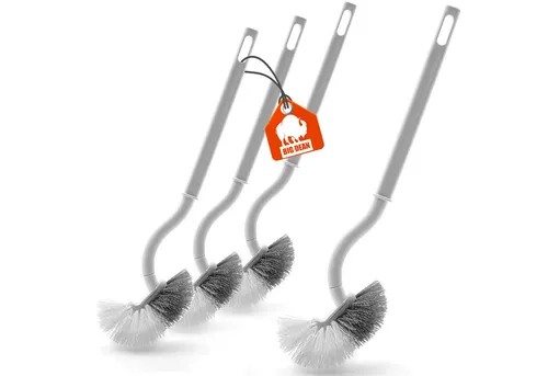 BigDean 4 Stück Klobürste mit Randreiniger – Toilettenbürste mit Klebehaken zum Aufhängen