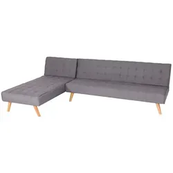 Mendler Ecksofa HWC-K38 - Flexibles Klappsofa mit verstellbarer Rückenlehne - Sofa in hellgrau, lieferbar mit montierbarer Liegefläche links/rechts und dreistufig verstellbarer Rückenlehne. MVG zertifiziert und ideal für entspannte Stunden.