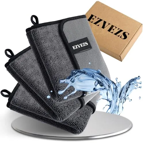EZVEZS 3 Stück Shiny Wipes XXL Trockentuch Dusche, 40x60cm Fast Dry Trockentuch, Auto Trockentuc, Extrem Saugfähig Mikrofasertücher, Mehrzweck Tuch für Duschkabinen, Auto, Haushalt, Camping