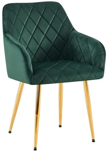 CLP Esszimmerstuhl Monett - Gepolsterter Samtstuhl mit Metallgestell - Stylischer Esszimmerstuhl mit rautenförmigem Steppmuster, der durch seinen bequemen Samtbezug und das stabile Metallgestell ideal für stundenlangen Komfort sorgt.