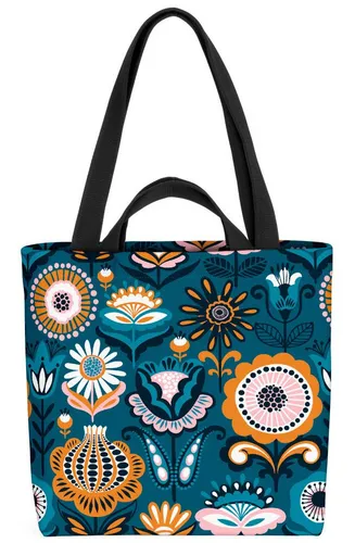 VOID Shopper Einkaufstasche, Florales feines Muster Rosa Blumen Blumenmuster Blumenstrauß gemuster