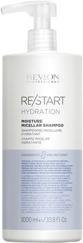 Revlon Professional Restart Hydration Moisture Micellar Shampoo 1000 ml - Feuchtigkeitsspendendes Shampoo für normales und trockenes Haar, 1000 ml. Ideal für eine sanfte Reinigung und Pflege, die das Haar geschmeidig macht.