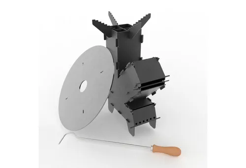 Czaja Raketenofen - Effizienter Campingkocher mit Feuerplatte - Campingherd aus massivem 3 mm Stahl mit hocheffizienter Verbrennung für maximale Wärme und minimalen Emissionen. Inklusive Feuerplatte für vielseitige Kochmöglichkeiten beim Camping.