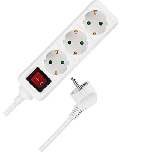 REV 0512313555 Steckerleiste, Steckdosenleiste 3fach f. Winkelstecker, 3m, 3500W, weiss