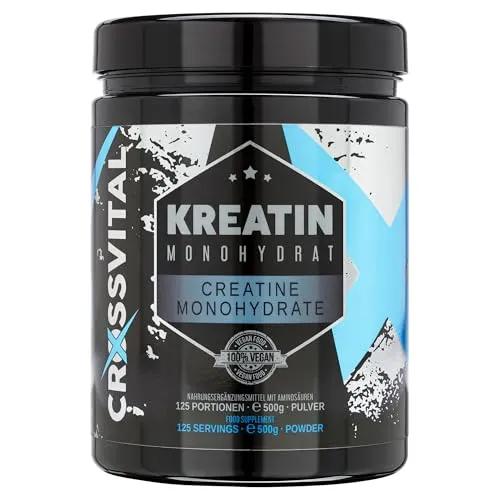 KREATIN MONOHYDRAT I Pulver I CROSSVITAL I vegan I 500g I top Qualität I 125 Tagesportionen