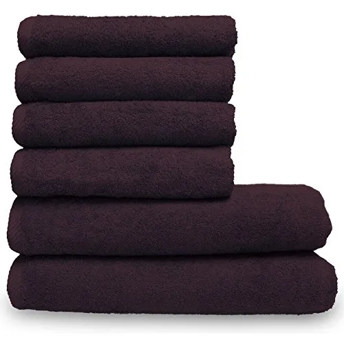 Lanudo Pure Line Handtuch-Set 6 teilig, 2 Duschtücher 70 x 140 cm & 4 Handtücher 50 x 100 cm, Lila