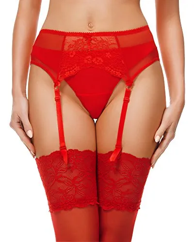 Merry Style Damen Strumpfgürtel 911 (Rot2, L) von Merry Style
