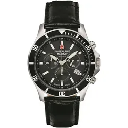 Swiss Alpine Military Challenger Chrono SAM7022.9537 Herrenuhr - Schwarz - Chronograph mit 10 ATM Wasserbeständigkeit, elegantes Design und Schweizer Quarzwerk für präzise Zeitmessung.