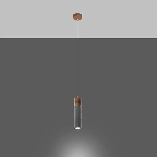 famlights Hängelampe Pendelleuchte Esstisch Zeb in Grau und Natur-hell 1-flammig industrielle Modern ZANE GU10 Beton Wohnzimmer Esszimmer | 1-flammig