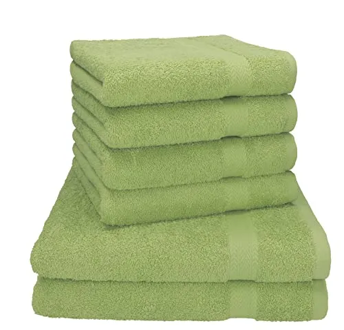 Betz 6er Handtuch Set Premium – 100% Baumwolle in avocadogrün - Hochwertiges Frottee-Handtuch Set mit 4 Handtüchern (50x100 cm) und 2 Duschtüchern (70x140 cm). Pflegeleicht, langlebig und ideal für Bad, Gäste und Alltag. Weich und saugstark für besten Komfort.