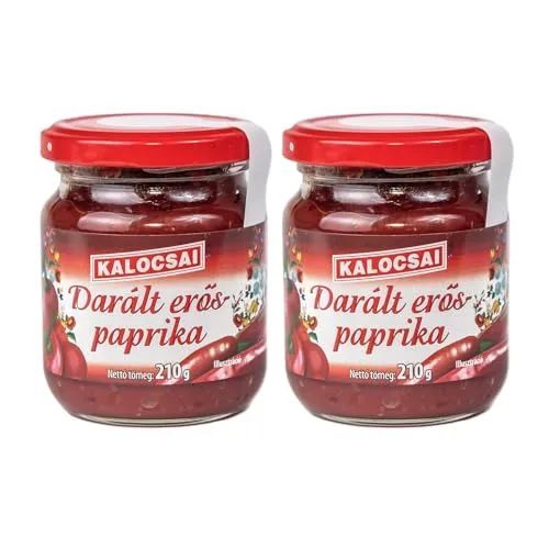Kalocsai Ungarische Paprikapaste scharf (2x210g) – Original Darált Erős Paprikamark (g.U.) | Scharfe Würzpaste direkt aus Kalocsa | Ohne künstliche Farbstoffe | Ideal für Gulasch, Eintöpfe & Grillen