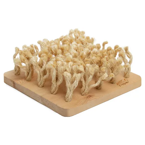 Bunny Nature Tier-Beschäftigungsspielzeug by puppijames Schnüffelbrett - Beschäftigungsspielzeug aus unbehandeltem Holz mit 40 Fräsungen und 3 Sisal-Stricken, ideal für fordernde Nasenarbeit und belohnende Snack-Suche.