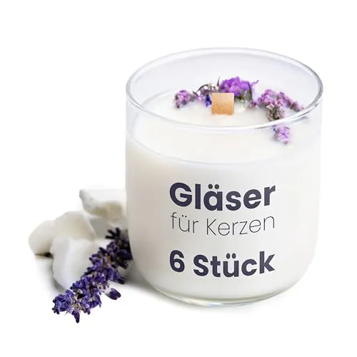KONZEPT Teelichtgläser 7x8cm, 6 Stück kleine Kerzengläser für DIY Kerzen, Gläser für Teelichter und Kerzenhalter