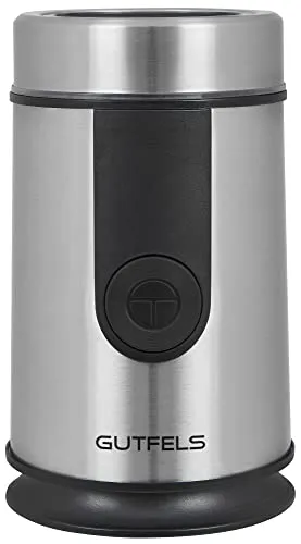 GUTFELS Kaffeemühle COFFEE 5010 eds/sw - Kaffeemühle mit maximal 50 Gramm Kapazität, Edelstahlklingen und Sicherheitsverriegelung für sicheres und präzises Mahlen.