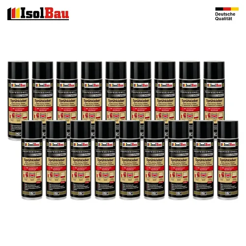 Sprühkleber 18 x 500ml - Extra Stark Kontaktkleber für vielseitige Anwendungen - Kleber & Leime - Flexibel, wasser- und wetterbeständig, ideal für zahlreiche Materialien wie Leder, Textilien und PVC. Ergiebigkeit von 8-10 m² pro Dose!