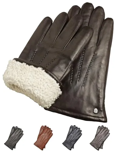AKAROA ESTD 2019 Herren Lederhandschuhe DAN - Hochwertige Handschuhe aus italienischem Leder mit Touchscreen-Funktion, gefüttert mit weichem Neuseeland Lammfell. Perfekte Passform in 5 Größen, ideal für Herren. Ökologisch verpackt und nachhaltig!