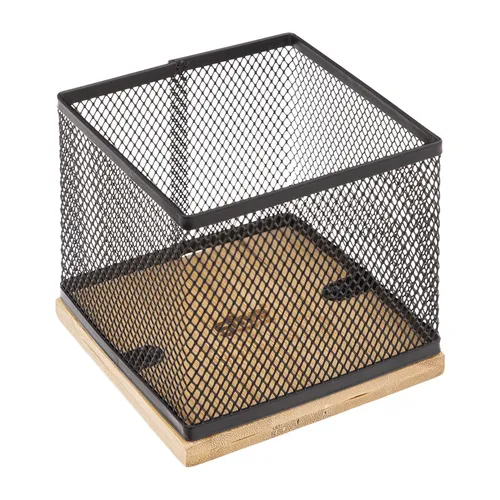 Schreibtisch-Organizer aus Bambus und Metall, 10 x 10 x 10 cm