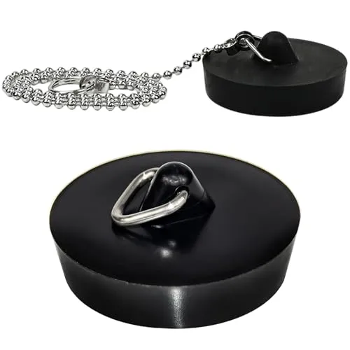 Pack Abflussstopfen, Gummi Stöpsel für Spülbecken, Waschbeckenstöpsel, Spüle Abfluss Stöpsel, für Waschbecken Spülbecken Küchenspüle, 45–47mm, schwarz 2