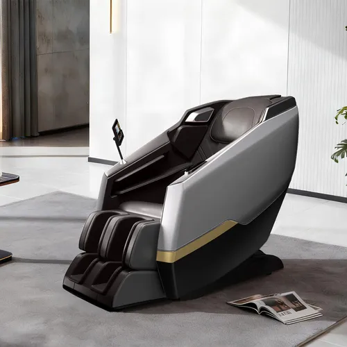 Massagesessel, Zero-Gravity Liegesessel, Tiefenmassage, mit Heizfunktion, Vollmassage, Bluetooth SL Schienen Grau L140×B73×H106cm /A001-Hui/