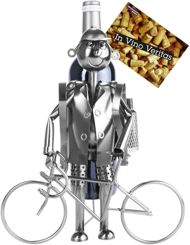 BRUBAKER Wein Flaschenhalter Fahrradfahrer - Weinregal in Form eines Radfahrers, perfekt für Weinliebhaber und Radfreunde. Hält eine Standard-Weinflasche sicher und stilvoll. Ein ideales Geschenk!