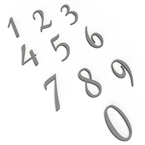 Zwayve 0 bis 9 Zahlen Set Türschild Schriftzug Firma Name Wandschild Selbstklebend Grau