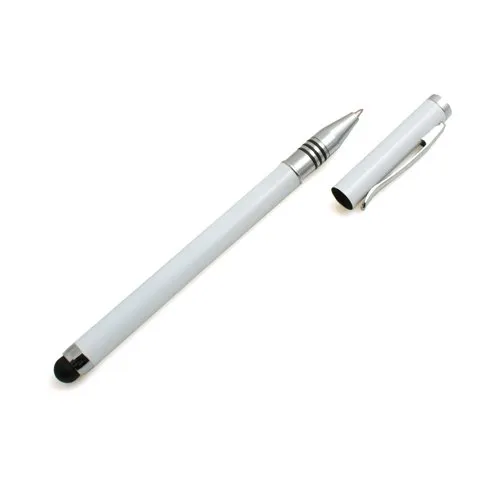 System-S 2 in 1 Stylus Stift Touch Pen Bildschirm Eingabe Stift und Kugelschreiber in Weiß für Smartphone Tablet PC PDA