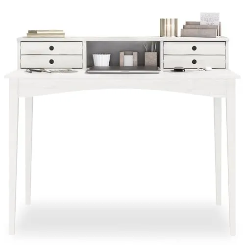 IDIMEX Schreibtisch mit Schubladen - Kinderschreibtisch aus massivem Kiefernholz, bietet 4 praktische Schubladen und eine stilvolle, lackierte Oberfläche – ideal für kreative Kinderzimmer.