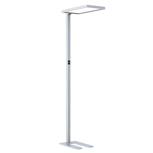 NCC-Licht LED Stehleuchte Luka Silber Up & Down 2 x 40W 8400lm Neutralweiß 4000K UGR<18 dimmbar + Bewegungssensor + Tageslichtsensor