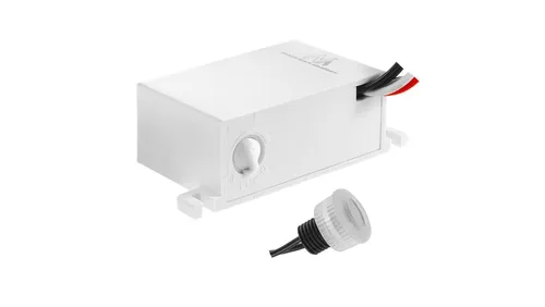 Maclean Dämmerungssensor MCE34 V mit Externer Sonde - Automatische Lichtsteuerung für 12-24V DC mit einstellbarer Lichtintensität von 5-50 Lux. Wetterfest nach IP54, ideal für den Außeneinsatz und kompatibel mit LED- und Energiesparlampen. Einfache Montage garantiert.