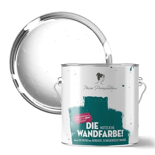 MissPompadour abwaschbare Wandfarbe Weiß mit Weiß 2,5L