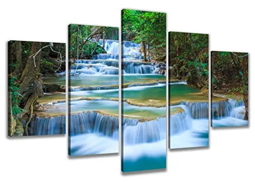bestpricepictures 200 x 100 cm Bild auf Leinwand Wasserfall 6308-SCT deutsche Marke und Lager - Die Bilder/das Wandbild/der Kunstdruck ist fertig gerahmt