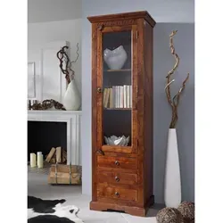 Vitrine Akazie 60x44x190 nougat lackiert OXFORD #528